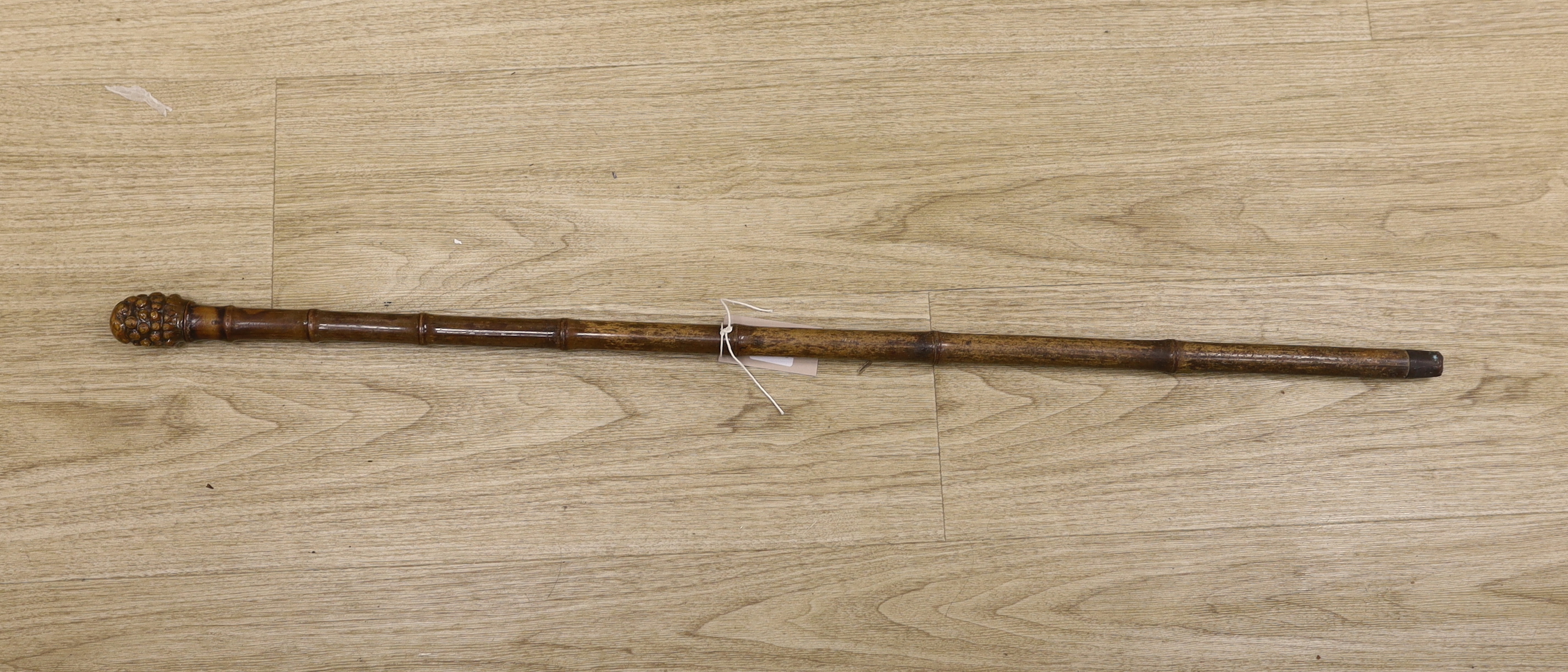 A Victorian bamboo horse measuring walking cane, 92cm